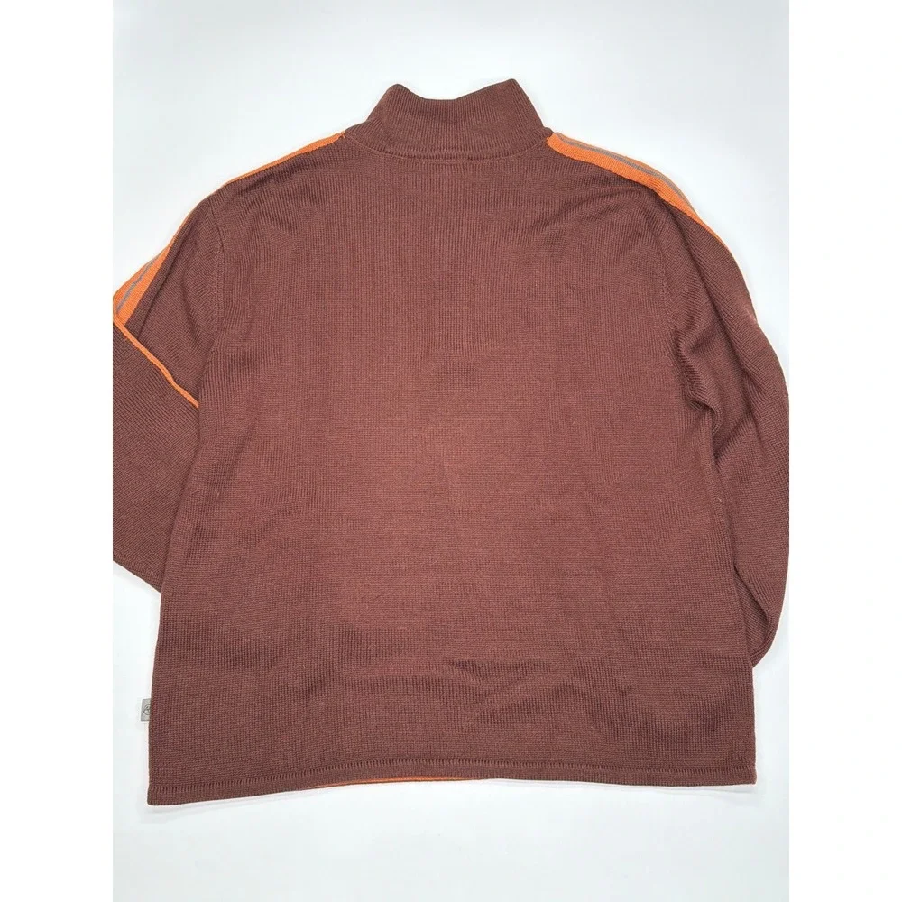 The‎ North Face Mens Large Brown Quarter Zip Sweater Orange Stripe Gorpcore